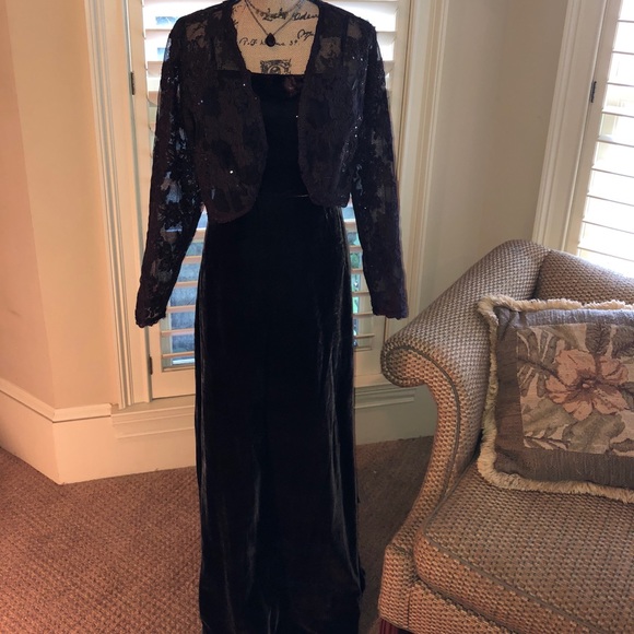 Sutton Studio 14W Chocolate Brown Evening Gown - Picture 3 of 8